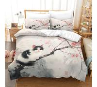 QDZHCPMYK Cat Duvet Cover Sets 3 PCS Hotel Quality Quilt Cover Bedding Sets Bed Covers with Pillowcases with Zipper Closure Breathable Stylish Comforter Double(200x200cm)