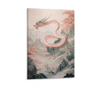 QDZHCPMYK Chinese Ink Dragon PaintingCanvas Decorative Wall Art Living Room BedroomChinese Style Office Wall Decoration08x12inch(20x30cm)