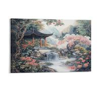 QDZHCPMYK Chinese Landscape Painting 3D Printed Canvas Decorative Paintings,Chinese StyleAsian Wall Decorations, Artistic Hanging Paintings 20x30inch(50x75cm)