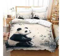 QDZHCPMYK Chinese Panda Duvet Cover 3 PCS Hotel Quality Quilt Cover Bedding Set Bed Covers with Pillowcases with Zipper Closure Hypoallergenic Soft Breathable Microfiber Double(200x200cm)