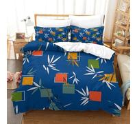 QDZHCPMYK Chinese Style Bamboo Duvet Cover 3 PCS Hotel Quality Quilt Cover Bedding Set Bed Covers with Pillowcases with Zipper Closure Breathable Stylish Comforter Double（200x200cm）