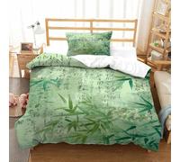 QDZHCPMYK Chinese Style Bamboo Duvet Cover Sets 2 PCS Hotel Quality Quilt Cover Bed Sets Bed Covers with Pillowcases with Zipper Closure Ultra Soft Hypoallergenic Microfiber Single（135x200cm）