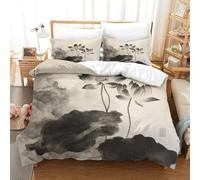 QDZHCPMYK Chinese Style Duvet Cover 3 PCS Hotel Quality Quilt Cover Bedding Bed Covers with Pillowcases with Zipper Closure Hypoallergenic Soft Breathable Microfiber Double(200x200cm)