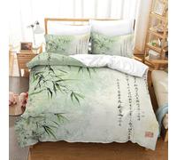 QDZHCPMYK Chinese Style Duvet Cover Set 3 PCS Hotel Quality Quilt Cover Bed Sets Bed Covers with Pillowcases with Zipper Closure Ultra Soft Anti Allergic Microfiber King(220x240cm)