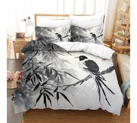 QDZHCPMYK Chinese Style Duvet Cover Set 3 PCS Hotel Quality Quilt Cover Bed Sets Bed Covers with Pillowcases with Zipper Closure Breathable Stylish Comforter Super King(260x220cm)