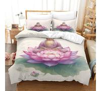 QDZHCPMYK Colorful Buddha Statues Duvet Cover Set 3 PCS Hotel Quality Quilt Cover Bed Sets Bed Covers with Pillowcases with Zipper Closure Ultra Soft Hypoallergenic Microfiber Single（140x200cm）
