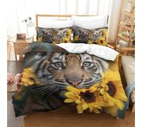QDZHCPMYK Cute Little Tiger Duvet Cover Sets 3 PCS Hotel Quality Quilt Cover Bedding Set Bed Covers with Pillowcases with Zipper Closure Ultra Soft Anti Allergic Microfiber Super King（260x220cm）