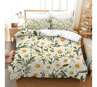 QDZHCPMYK Daisy Pattern Duvet Cover 3 PCS Hotel Quality Quilt Cover Bedding Sets Bed Covers with Pillowcases with Zipper Closure Hypoallergenic Soft Breathable Microfiber King（220x240cm）