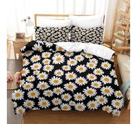 QDZHCPMYK Daisy Pattern Duvet Cover Set 3 PCS Hotel Quality Quilt Cover Bedding Bed Covers with Pillowcases with Zipper Closure Ultra Soft Hypoallergenic Microfiber Double（200x200cm）