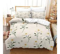 QDZHCPMYK Daisy Pattern Duvet Cover Sets 3 PCS Hotel Quality Quilt Cover Bed Sets Bed Covers with Pillowcases with Zipper Closure Ultra Soft Anti Allergic Microfiber Double（200x200cm）