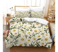QDZHCPMYK Daisy Pattern Duvet Cover Sets 3 PCS Hotel Quality Quilt Cover Bedding Sets Bed Covers with Pillowcases with Zipper Closure Ultra Soft Hypoallergenic Microfiber Double(200x200cm)