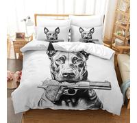 QDZHCPMYK Dog Duvet Cover Sets 3 PCS Hotel Quality Quilt Cover Bed Sets Bed Covers with Pillowcases with Zipper Closure Breathable Stylish Comforter Single（140x200cm）