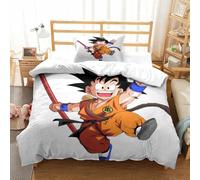 QDZHCPMYK Dragon Ball Wukong Duvet Cover Set 2 PCS Hotel Quality Quilt Cover Bedding Sets Bed Covers with Pillowcases with Zipper Closure Ultra Soft Anti Allergic Microfiber Single（135x200cm）
