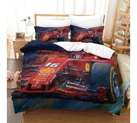 QDZHCPMYK F1 Racing Duvet Cover Set 3 PCS Hotel Quality Quilt Cover Bedding Sets Bed Covers with Pillowcases with Zipper Closure Breathable Stylish Comforter King（220x240cm）