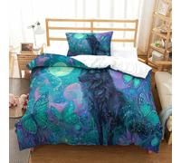 QDZHCPMYK Fox 3Pcs Bedding Set Printed Quilt Cover,3D Duvet Cover for Boys Adult, Microfibre, with Pillowcases Easy Care Microfiber Comforter Cover Hidden Zipper Single（135x200cm）