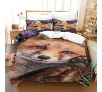 QDZHCPMYK Foxes on The Grassland Duvet Cover 3 PCS Hotel Quality Quilt Cover Bedding Set Bed Covers with Pillowcases with Zipper Closure Hypoallergenic Soft Breathable Microfiber Single（140x200cm）
