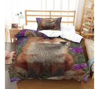 QDZHCPMYK Foxes on The Grassland Duvet Cover Set 2 PCS Hotel Quality Quilt Cover Bedding Bed Covers with Pillowcases with Zipper Closure Ultra Soft Anti Allergic Microfiber Single（135x200cm）
