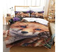 QDZHCPMYK Foxes on The Grassland Duvet Cover Sets 3 PCS Hotel Quality Quilt Cover Bedding Bed Covers with Pillowcases with Zipper Closure Breathable Stylish Comforter Double（200x200cm）