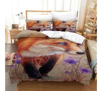 QDZHCPMYK Foxes on The Grassland Duvet Cover Sets 3 PCS Hotel Quality Quilt Cover Bedding Set Bed Covers with Pillowcases with Zipper Closure Hypoallergenic Soft Breathable Microfiber King（220x240cm）