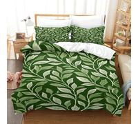 QDZHCPMYK Green Rattan Pattern Duvet Cover Set 3 PCS Hotel Quality Quilt Cover Bedding Sets Bed Covers with Pillowcases with Zipper Closure Ultra Soft Anti Allergic Microfiber Super King（260x220cm）