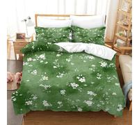 QDZHCPMYK Green Small Flowers 3D Printed Duvet Cover Microfibre Soft Quilt Covers Bedding Sets with Pillowcase Easy Care Comforter Cover Hidden Zipper for Kids Boys Girls Super King（260x220cm）
