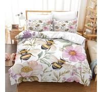 QDZHCPMYK Little Bee Duvet Cover 3 PCS Hotel Quality Quilt Cover Bedding Sets Bed Covers with Pillowcases with Zipper Closure Hypoallergenic Soft Breathable Microfiber Double(200x200cm)
