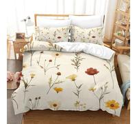 QDZHCPMYK Natural Floral Patterns Duvet Cover 3 PCS Hotel Quality Quilt Cover Bedding Bed Covers with Pillowcases with Zipper Closure Hypoallergenic Soft Breathable Microfiber Double(200x200cm)