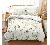 QDZHCPMYK Natural Floral Patterns Duvet Cover 3 PCS Hotel Quality Quilt Cover Bedding Bed Covers with Pillowcases with Zipper Closure Ultra Soft Anti Allergic Microfiber King(220x240cm)