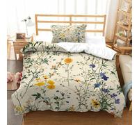 QDZHCPMYK Natural Floral Patterns Duvet Cover Sets 3 PCS Hotel Quality Quilt Cover Bed Sets Bed Covers with Pillowcases with Zipper Closure Ultra Soft Hypoallergenic Microfiber Single(135x200cm)