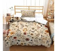 QDZHCPMYK Natural Floral Patterns Duvet Cover Sets 3 PCS Hotel Quality Quilt Cover Bed Sets Bed Covers with Pillowcases with Zipper Closure Ultra Soft Anti Allergic Microfiber Single(135x200cm)
