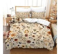 QDZHCPMYK Natural Floral Patterns Duvet Cover Sets 3 PCS Hotel Quality Quilt Cover Bedding Set Bed Covers with Pillowcases with Zipper Closure Breathable Stylish Comforter Double(200x200cm)