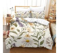 QDZHCPMYK Natural Floral Patterns Duvet Cover Sets 3 PCS Hotel Quality Quilt Cover Bedding Set Bed Covers with Pillowcases with Zipper Closure Breathable Stylish Comforter Double(200x200cm)