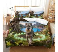 QDZHCPMYK Old Man Schnauzer 3D Printed Duvet Cover Microfibre Soft Quilt Covers Bedding Sets with Pillowcase Easy Care Comforter Cover Hidden Zipper for Kids Boys Girls Super King(260x220cm)
