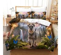 QDZHCPMYK Old Man Schnauzer Duvet Cover 3 PCS Hotel Quality Quilt Cover Bedding Bed Covers with Pillowcases with Zipper Closure Ultra Soft Hypoallergenic Microfiber Super King(260x220cm)