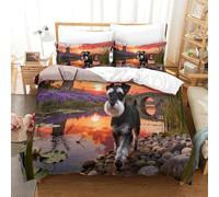 QDZHCPMYK Old Man Schnauzer Duvet Cover Set 3 PCS Hotel Quality Quilt Cover Bedding Set Bed Covers with Pillowcases with Zipper Closure Hypoallergenic Soft Breathable Microfiber King(220x240cm)