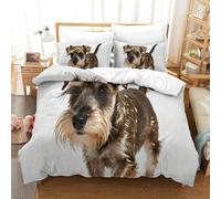QDZHCPMYK Old Man Schnauzer Duvet Cover Set 3 PCS Hotel Quality Quilt Cover Bedding Set Bed Covers with Pillowcases with Zipper Closure Hypoallergenic Soft Breathable Microfiber King(220x240cm)