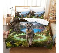 QDZHCPMYK Old Man Schnauzer Duvet Cover Set 3 PCS Hotel Quality Quilt Cover Bedding Set Bed Covers with Pillowcases with Zipper Closure Ultra Soft Anti Allergic Microfiber King(220x240cm)