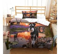 QDZHCPMYK Old Man Schnauzer Duvet Cover Set with Pillowcase Duvet Quilt Cover 3D Bedding Set for Kids Boys Girls Teens Microfiber Comforter Cover Hidden Zipper Single(135x200cm)