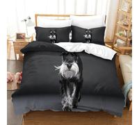 QDZHCPMYK Old Man Schnauzer Duvet Cover Sets 3 PCS Hotel Quality Quilt Cover Bed Sets Bed Covers with Pillowcases with Zipper Closure Ultra Soft Anti Allergic Microfiber Super King(260x220cm)