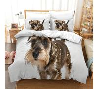 QDZHCPMYK Old Man Schnauzer Duvet Cover Sets 3 PCS Hotel Quality Quilt Cover Bedding Bed Covers with Pillowcases with Zipper Closure Breathable Stylish Comforter Super King(260x220cm)