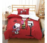 QDZHCPMYK Puppy 3Pcs Bedding Set Printed Quilt Cover,3D Snoopy Duvet Cover for Boys Adult, Microfibre, with Pillowcases Easy Care Microfiber Comforter Cover Hidden Zipper Single(135x200cm)