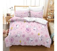 QDZHCPMYK Puppy 3Pcs Bedding Set Printed Quilt Cover,3D Snoopy Duvet Cover for Boys Adult, Microfibre, with Pillowcases Easy Care Microfiber Comforter Cover Hidden Zipper King(220x240cm)