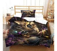 QDZHCPMYK Pussy Duvet Cover Sets 2 PCS Hotel Quality Quilt Cover Bedding Sets Bed Covers with Pillowcases with Zipper Closure Hypoallergenic Soft Breathable Microfiber Single(135x200cm)