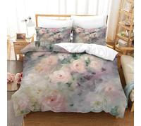 QDZHCPMYK Rose Duvet Cover 3 PCS Hotel Quality Quilt Cover Bedding Bed Covers with Pillowcases with Zipper Closure Breathable Stylish Comforter Double（200x200cm）