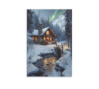 QDZHCPMYK Rural Cottages And BridgesCanvas PrintsWall Art for Wall DecorPaintings Modern One Piece Stretched FramedlAbstract Artwork Home Office Decorations16x24inch(40x60cm)