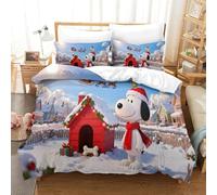QDZHCPMYK Snoopy 3D Printed Duvet Cover Set Bedding Set,Soft Microfiber Pillowcases,Hidden Zipper Quilt Cover Easy Care Comforter Cover for Kids Boys Girls Teens Super King(260x220cm)