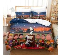 QDZHCPMYK Snoopy Duvet Cover 3 PCS Hotel Quality Quilt Cover Bedding Bed Covers with Pillowcases with Zipper Closure Ultra Soft Anti Allergic Microfiber King(220x240cm)