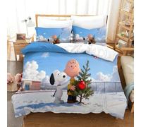 QDZHCPMYK Snoopy Duvet Cover 3 PCS Hotel Quality Quilt Cover Bedding Sets Bed Covers with Pillowcases with Zipper Closure Hypoallergenic Soft Breathable Microfiber Double(200x200cm)