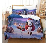 QDZHCPMYK Snoopy Duvet Cover 3 PCS Hotel Quality Quilt Cover Bedding Sets Bed Covers with Pillowcases with Zipper Closure Breathable Stylish Comforter Double(200x200cm)