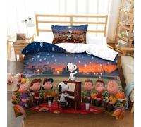 QDZHCPMYK Snoopy Duvet Cover Set 2 PCS Hotel Quality Quilt Cover Bedding Set Bed Covers with Pillowcases with Zipper Closure Ultra Soft Hypoallergenic Microfiber Single(135x200cm)